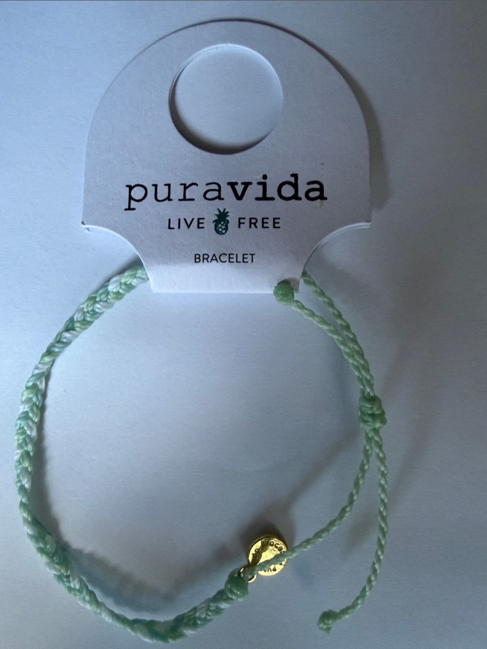 Pura Vida Mint Green Braided Bracelet with Gold Charm